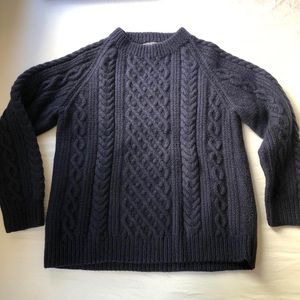 Navy cable knit wool sweater